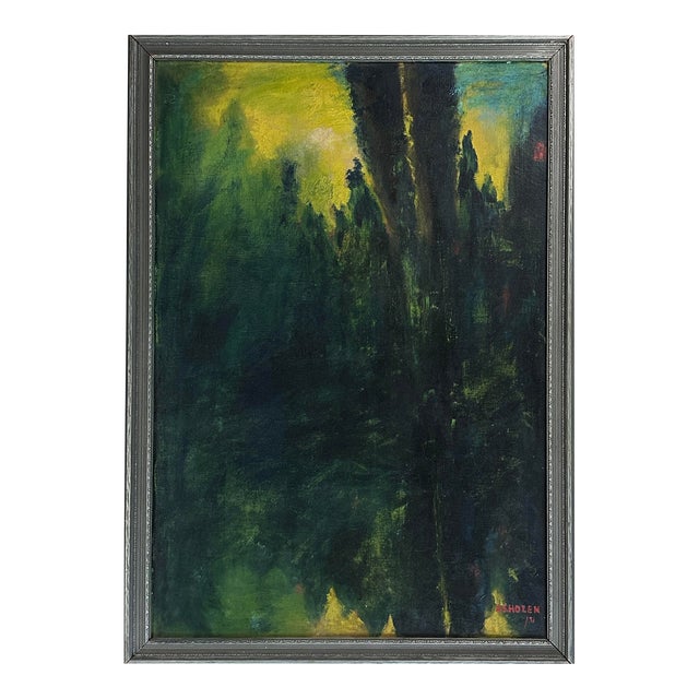 Antique Expressionist Fairmount Park Landscape, Signed (1931, Oil on Canvas) For Sale