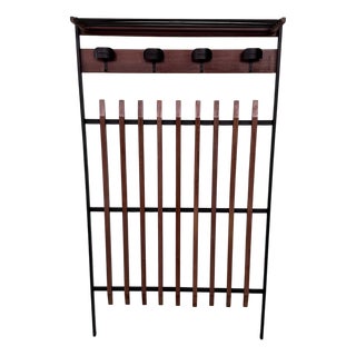 Vintage Wall Coat Rack in Metal and Wood, 1960s For Sale