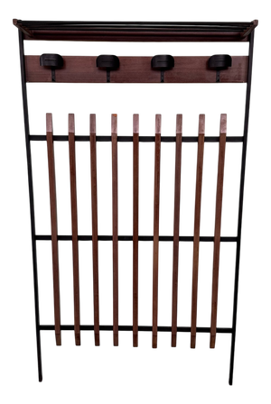 Vintage Wall Coat Rack in Metal and Wood, 1960s