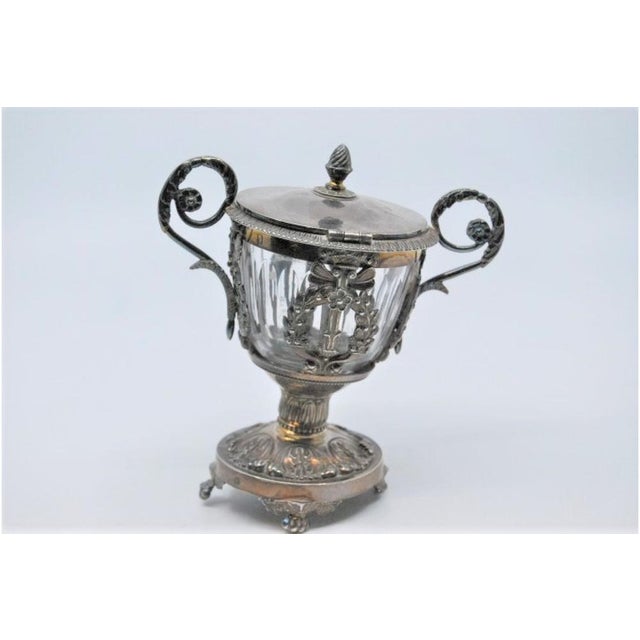 Metal Compote in Cut Glass and Structure in Embossed Silver For Sale - Image 7 of 7