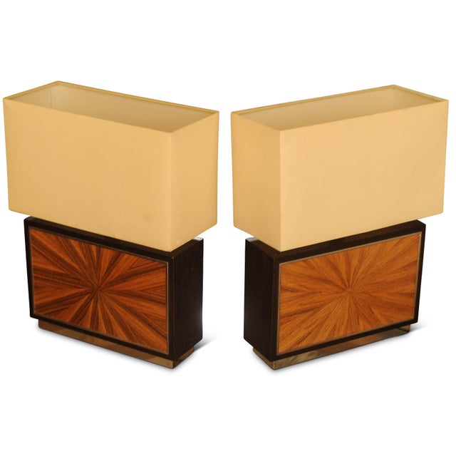 Sunburst Table Lamps in Chrome and Shades by Linley Chelsea, Set of 2 For Sale - Image 9 of 9