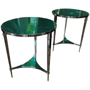 Green Art Glass Top Contemporary Side Tables