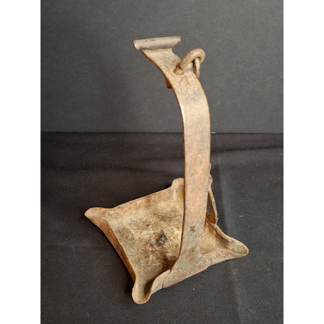 18th C Hand Forged Wrought Iron 4-Wick Fat Lamp Primitive Square Crusie Pick For Sale In Boston - Image 6 of 17