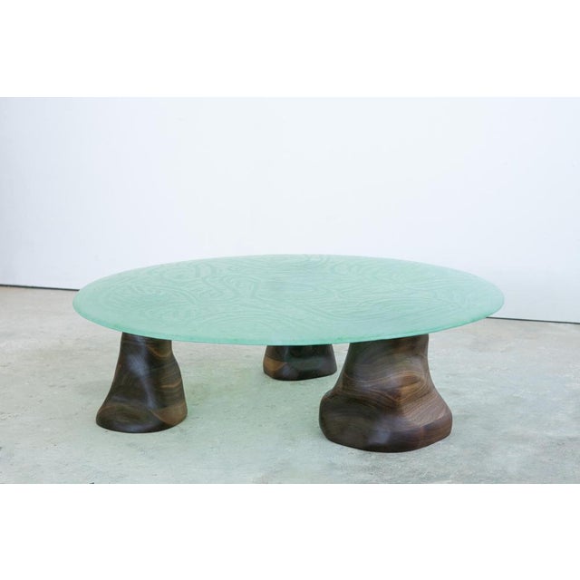 Green Glass Powder and Walnut Coffee Table by Alexander Knysch For Sale - Image 9 of 15