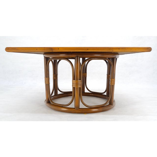 Bamboo Rattan 30” Square c1970s Mid Century Modern Coffee Table MINT