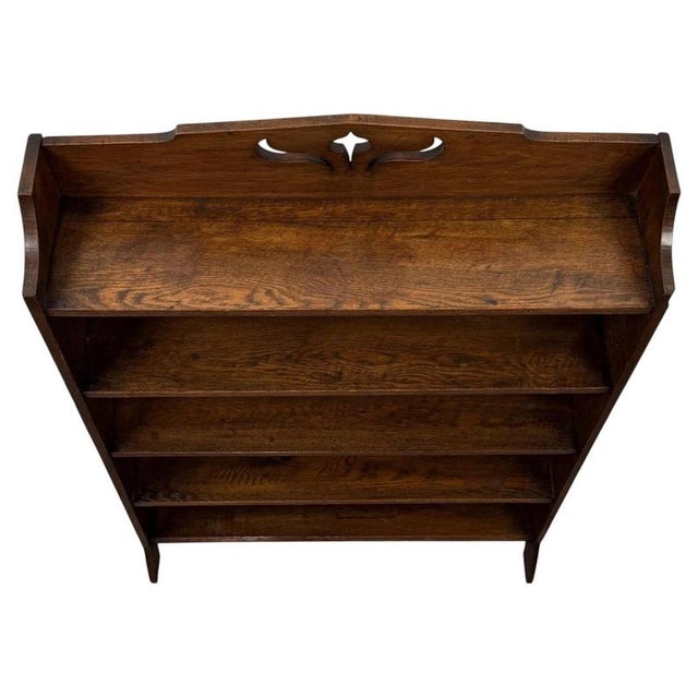 20th Century Arts and Crafts English Oak Open Bookcase, 1890s For Sale - Image 4 of 10