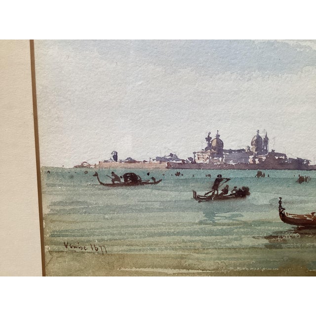 Early 20th C. Artist Signed Watercolors of Venice and Tuscany Village - A Pair For Sale - Image 9 of 12