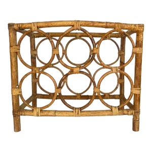 Mid Century Bamboo and Rattan Six Bottle Wine Rack, Circa 1960’s