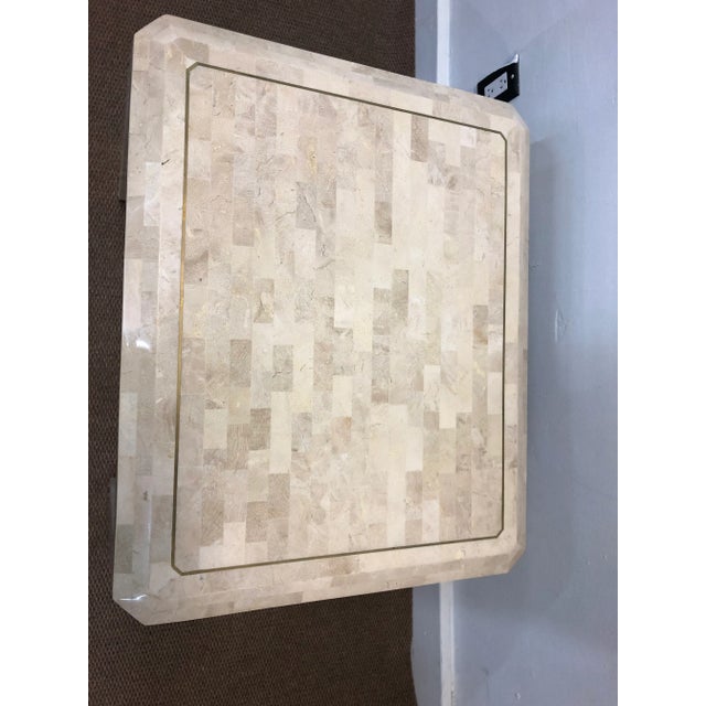 Maitland - Smith 1970s Modern Maitland Smith Brass Tessellated Fossil Stone Side Table For Sale - Image 4 of 7