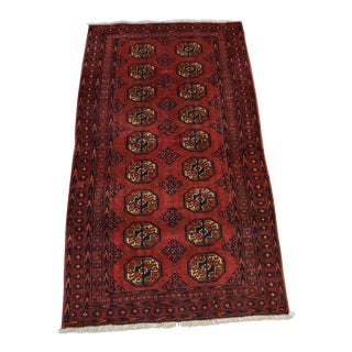 Afghan Bokhara Brick Red Tribal Hand Knotted Rug For Sale