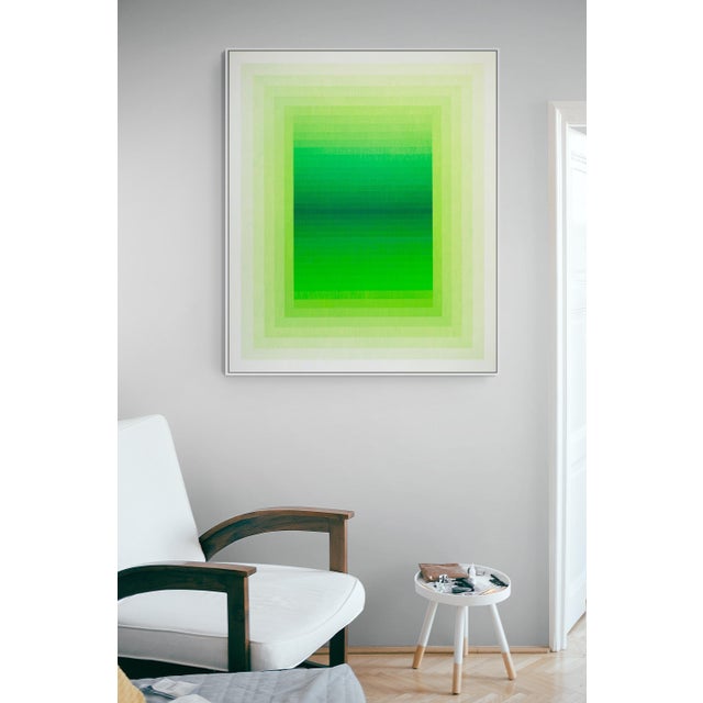 Abstract Contemporary Abstract Acrylic on Canvas "Adjusted Light (Green Light)" by Andy Harwood For Sale - Image 3 of 4
