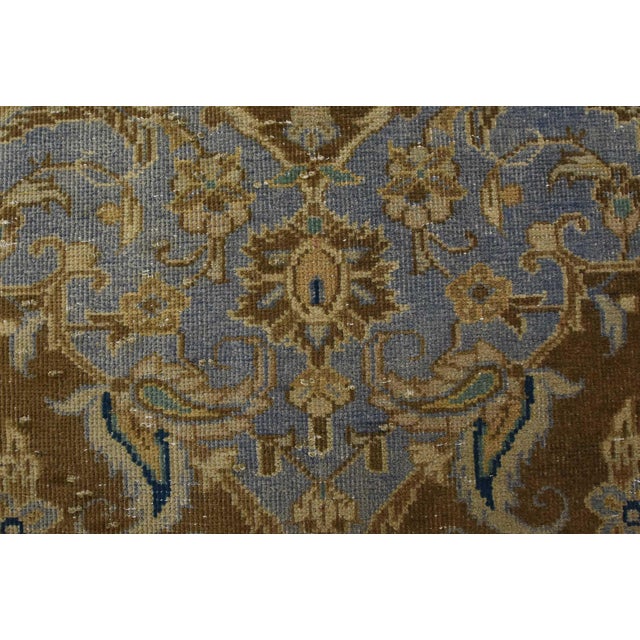 Kashan Rug 10′ X 13’5” Brown Wool Vintage Distressed Hand-Knotted Carpet For Sale - Image 11 of 15
