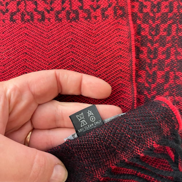 Textile Versace Red & Black Printed 100% Wool Scarf For Sale - Image 7 of 10