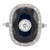 Antique Art Deco Cocktail Ring — 10-15ct Natural Sapphire & Old-Cut Diamond, Size 9.5 For Sale