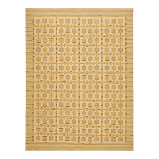 Rug & Kilim’s Scandinavian Style Kilim with Gold Geometric Pattern - 9x12 For Sale