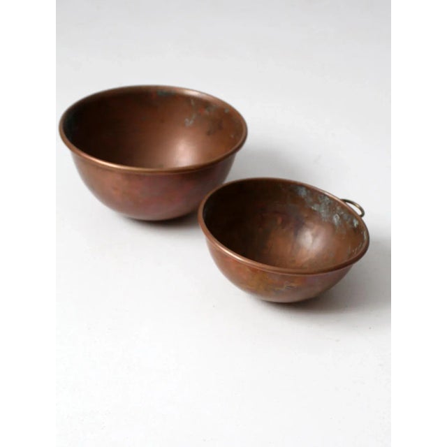 Antique Copper Mixing Bowls Pair For Sale - Image 12 of 13