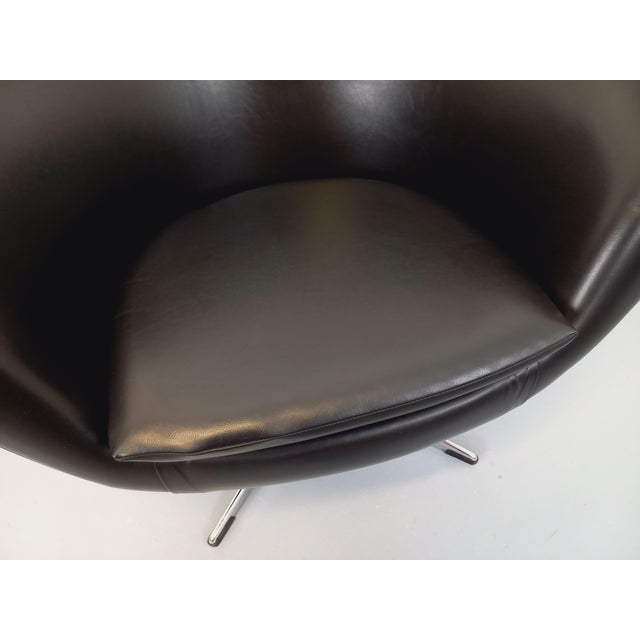 Textile Vintage Scandinavian Swivel Chair in Imitation Leather and Chrome, 1970s For Sale - Image 7 of 16