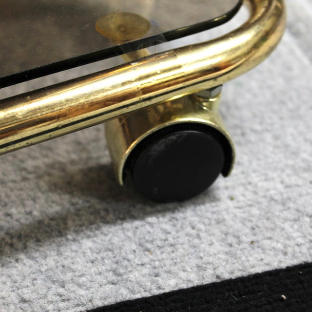 1970s 1970s Small Smoked Glass and Brass Table Cart For Sale - Image 5 of 6