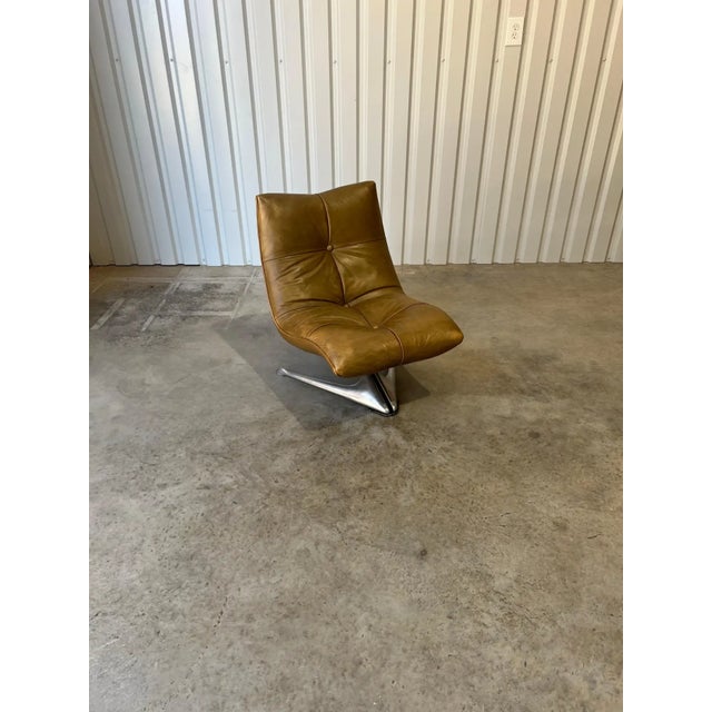 1960s Rare Early Production 'Unicorn' Leather Lounge Chair by Vladimir Kagan, C 1960s For Sale - Image 5 of 17