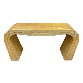 Vintage 1970s Organic Modern Pencil Reed Waterfall Console Table For Sale