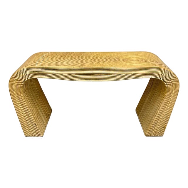 Vintage 1970s Organic Modern Pencil Reed Waterfall Console Table For Sale