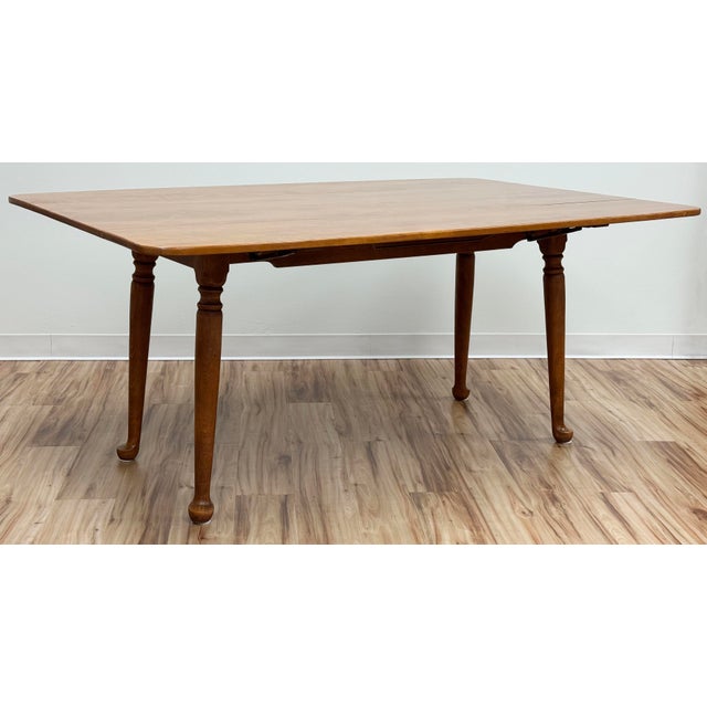 Brown Vintage Maple Wood Ethan Allen Drop Leaf Harvest Table For Sale - Image 8 of 16
