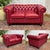 Two-seater Chesterfield leather sofa, modern production from the 2000s - W=1.55m D=95cm H=80cm HA=50cm