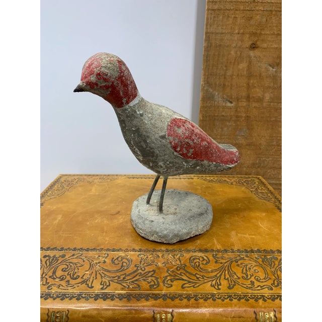 Wonderful Antique Handmade Concrete Bird Figure with Original Paint.