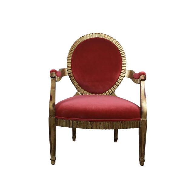 Wood Pair of Vintage French Louis XVI Style Giltwood Carved Armchairs For Sale - Image 7 of 11