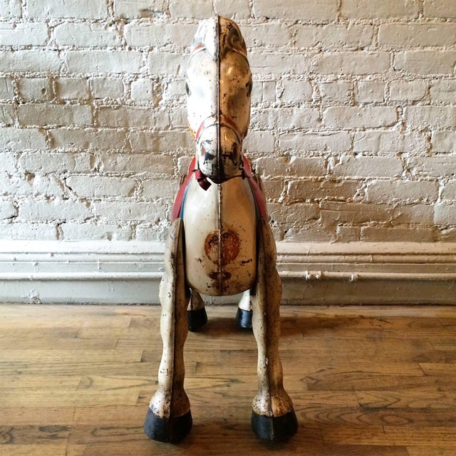 Antique White 1940s Mobo Toys Steel Riding Hobby Horse For Sale - Image 8 of 9