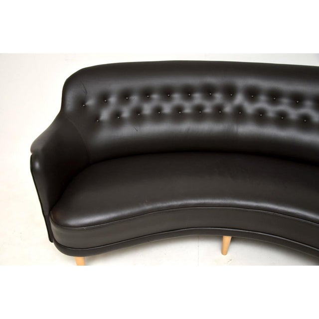 Brown Swedish Leather Sams Sofa by Carl Malmsten for O.H. Sjögren, 1960s For Sale - Image 8 of 11