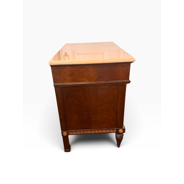 Pink Late 20th Century Pair of Colombo Mobili Italian Empire Plume Walnut & Pink Marble Nightstands For Sale - Image 8 of 18