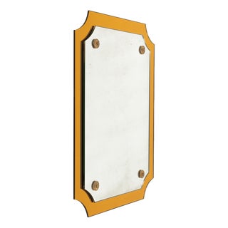 Mid-Century Rectangular Wall Mirror with Yellow Frame from Veca, Italy, 1960s For Sale