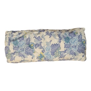 1990s Blue Floral Bolster Pillow For Sale