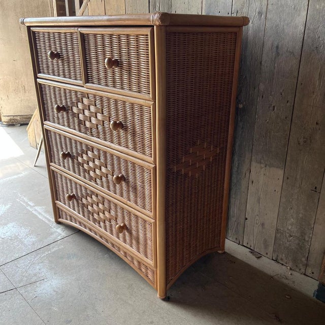 Wicker Chest of 5 Drawers For Sale - Image 3 of 8