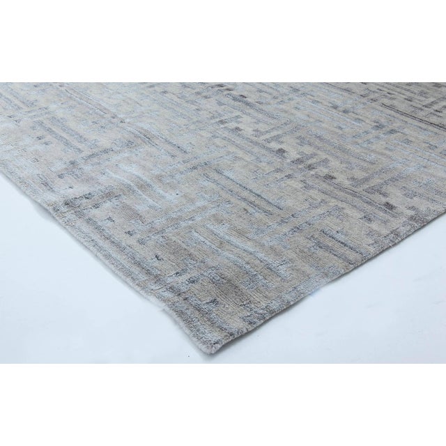 Early 21st Century Contemporary Terra Blue Hand Knotted in Natural Wool Rug by Doris Leslie Blau For Sale - Image 5 of 6