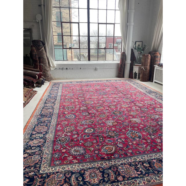 1950s Vintage Persian Mashad Rug - 11.7 X 16 For Sale - Image 5 of 12