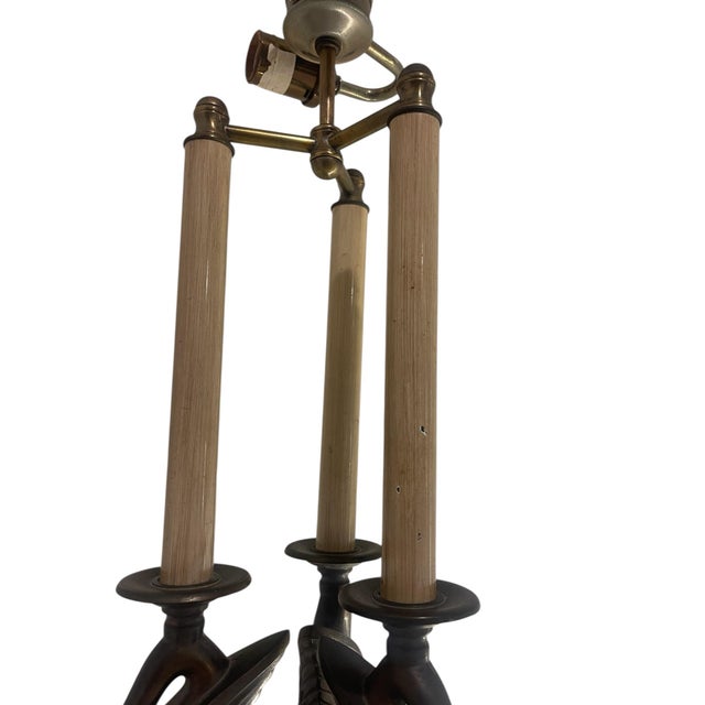 Vintage Ethan Allen Swan Motif Brass Table Lamp | For Sale - Image 12 of 12