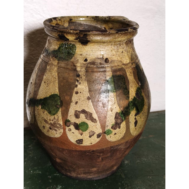 Rustic Jug in Yellow-Green Glazed Terracotta, Southern Italy, 1890s For Sale - Image 5 of 7