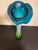 Cerulean 1990s Hand Blown Green & Teal Art Glass Jack in the Pulpit Calla Lily Style Vase For Sale - Image 8 of 11