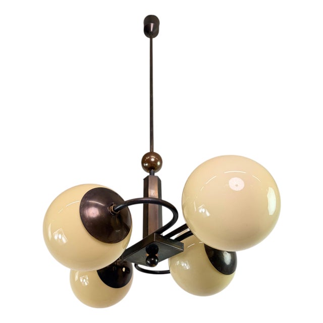 Czechoslovak Art Deco Rondocubist Geometric Chandelier, 1930s For Sale