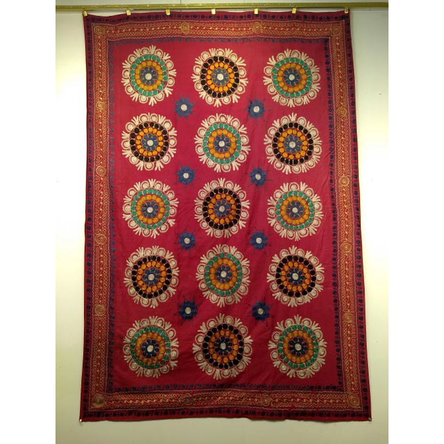 Textile Vintage Uzbek Suzani Silk Embroidery Textile For Sale - Image 7 of 7
