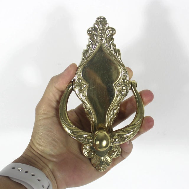 Metal Vintage Art Nouveau Style Solid Brass Door Knocker, Ornate For Sale - Image 7 of 8
