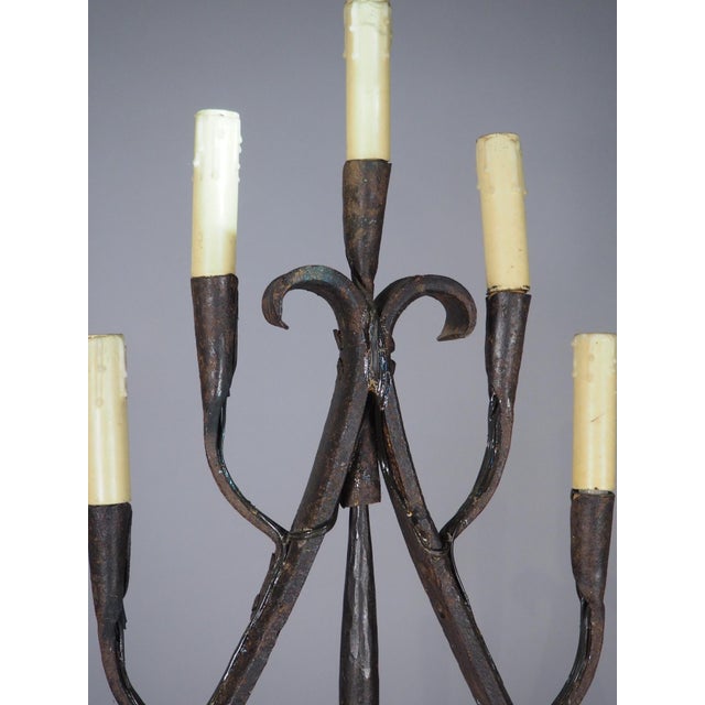 A French Wrought Iron Floor Candelabra With Candle Snuffer, Late 19th Century For Sale - Image 9 of 16