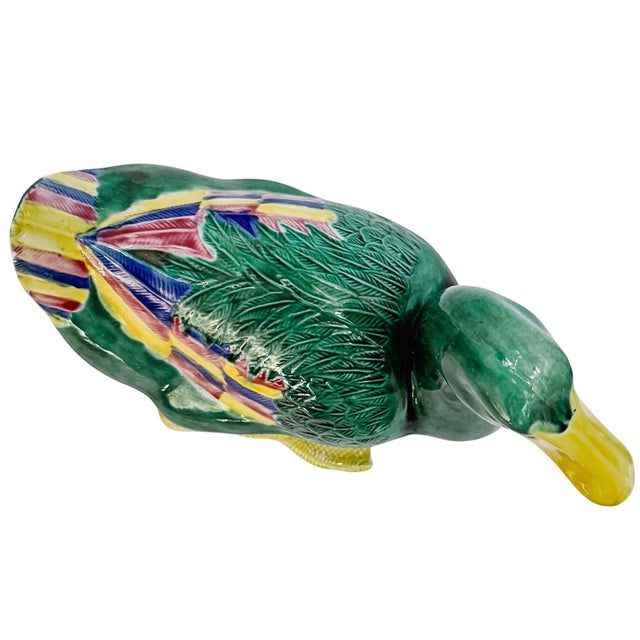 Mid 20th Century Chinese Emerald Green Glazed Ceramic Duck Figurines For Sale - Image 9 of 15