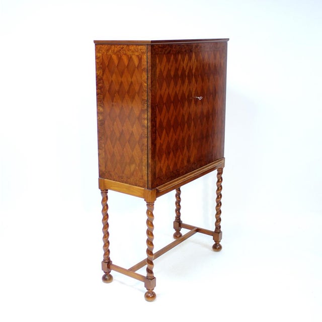Wood Swedish Modern Bar Cabinet in Mahogany and Root Veneer, 1940s For Sale - Image 7 of 18
