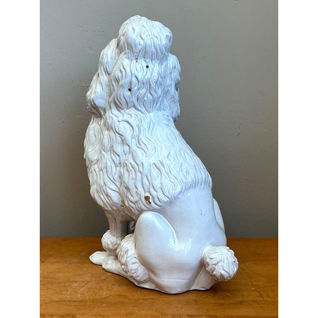 Mid-Century Modern Vintage Italian White Ceramic Poodle Sculpture For Sale - Image 3 of 12