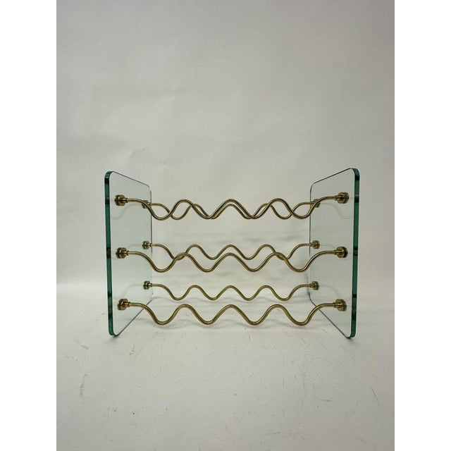 Silver French Wine Rack in Glass and Brass by David Lange, 1970s For Sale - Image 8 of 18