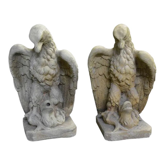 Garden Cast Stone Eagle With Provenance-2available For Sale