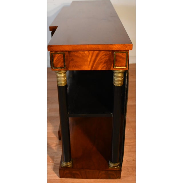 1920s Antique French Empire Flame Mahogany Mirror Back Console Table For Sale - Image 15 of 18